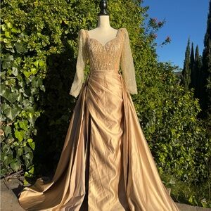 Isaac Mizrahi Gold Long Sleeve Gown
